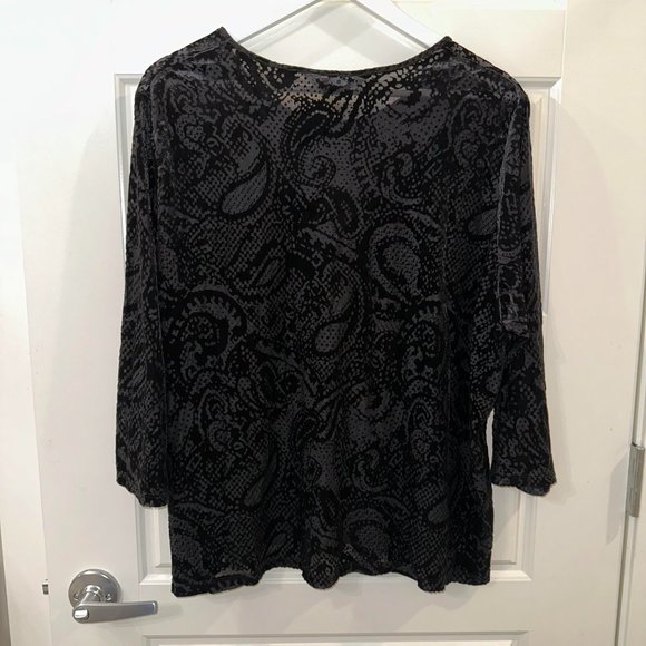 Allison Daley Black Velvet Paisley Top - Picture 3 of 5